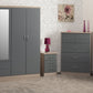 Nevada 4 Door 2 Drawer Mirrored Wardrobe Bedroom Set - Grey Gloss/Light Oak Effect Veneer