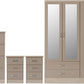 Nevada 4 Door 2 Drawer Mirrored Wardrobe Bedroom Set - Oyster Gloss/Light Oak Effect Veneer