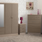 Nevada 4 Door 2 Drawer Mirrored Wardrobe Bedroom Set - Oyster Gloss/Light Oak Effect Veneer