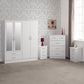 Nevada 4 Door 2 Drawer Mirrored Wardrobe Bedroom Set - White Gloss
