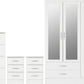 Nevada 4 Door 2 Drawer Mirrored Wardrobe Bedroom Set - White Gloss