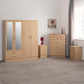 Nevada 4 Door 2 Drawer Mirrored Wardrobe Bedroom Set - Sonoma Oak Effect