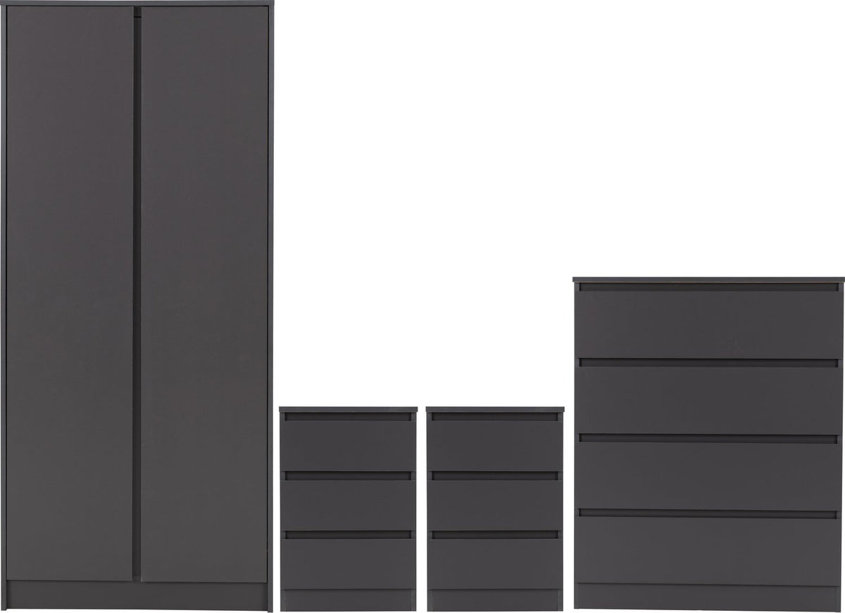 Malvern 2 Door Wardrobe Bedroom Set - Grey