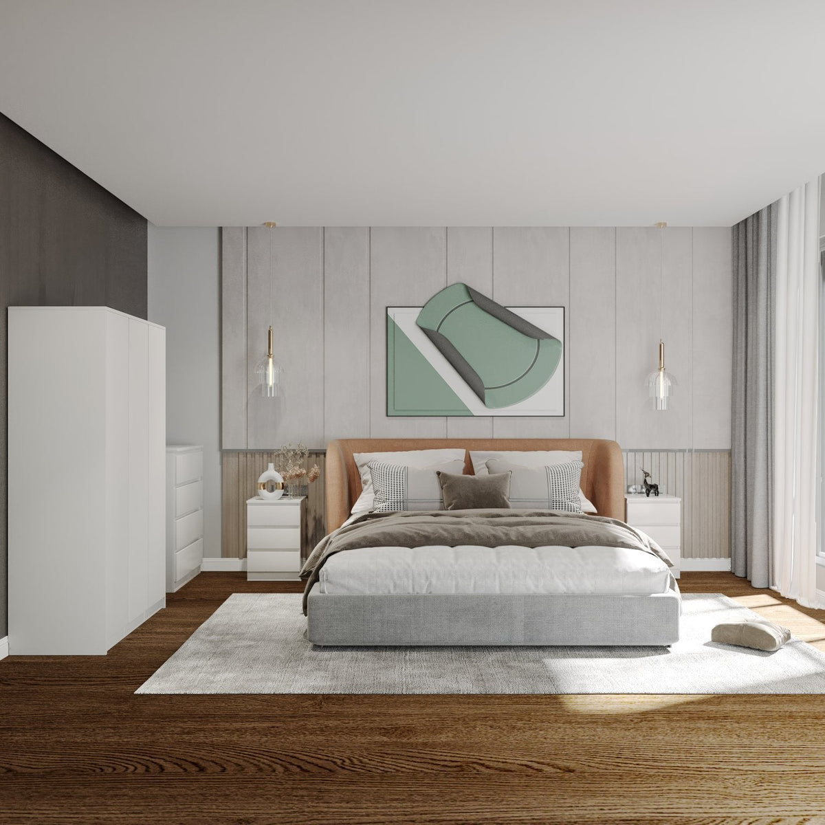 Malvern 3 Door Wardrobe Bedroom Set - White