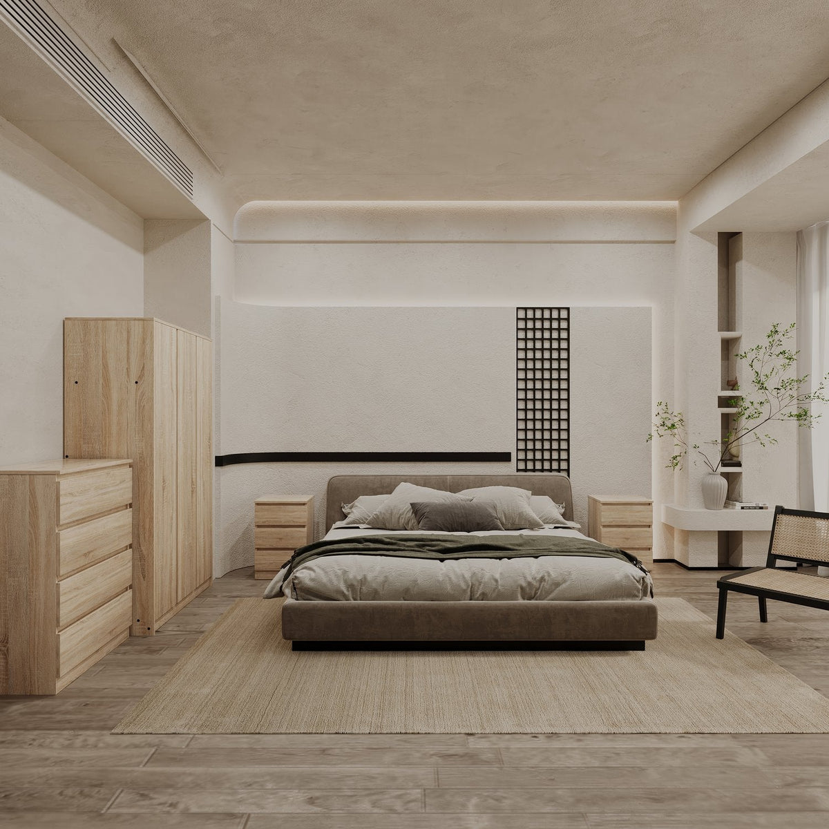 Malvern 3 Door Wardrobe Bedroom Set - Sonoma Oak Effect