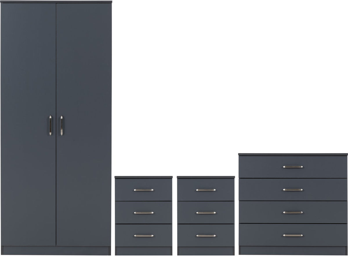 Dakota 2 Door Wardrobe Bedroom Set - Dark Grey