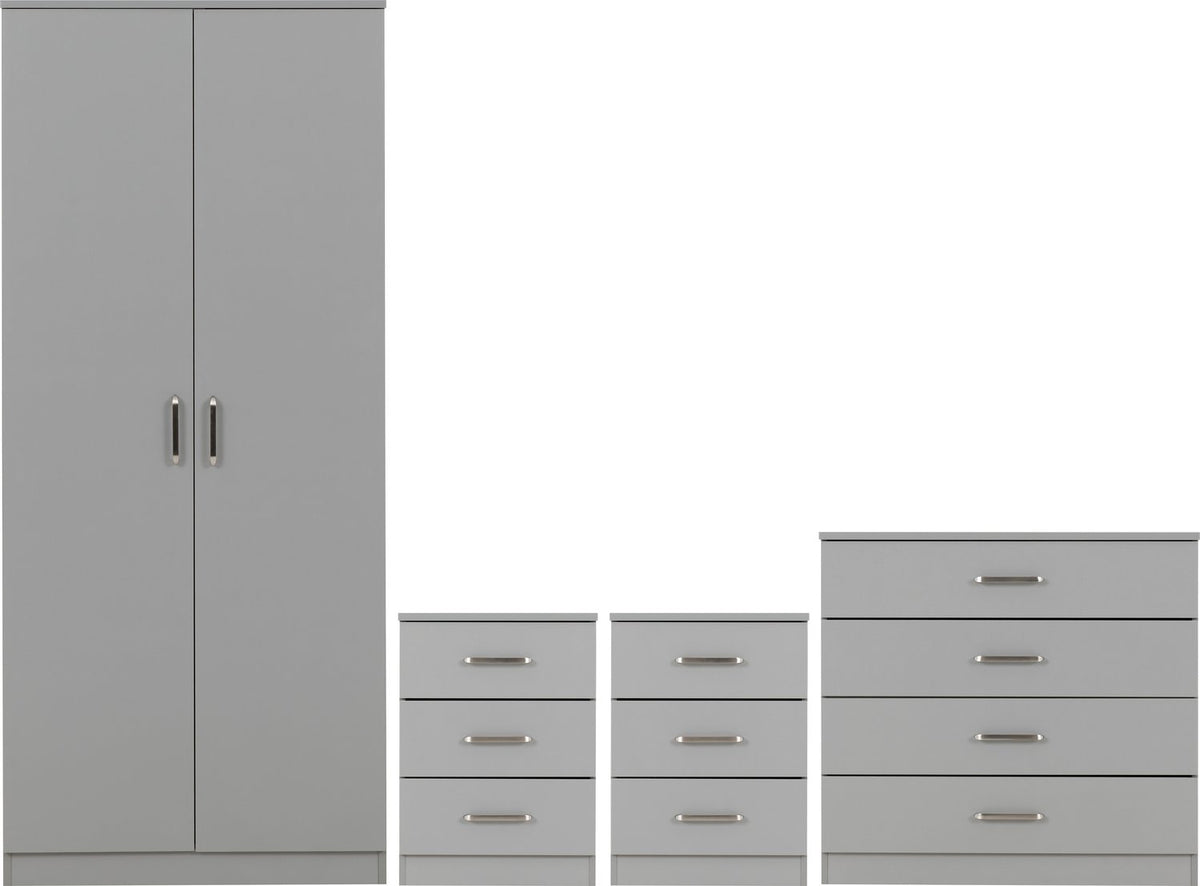 Dakota 2 Door Wardrobe Bedroom Set - Light Grey