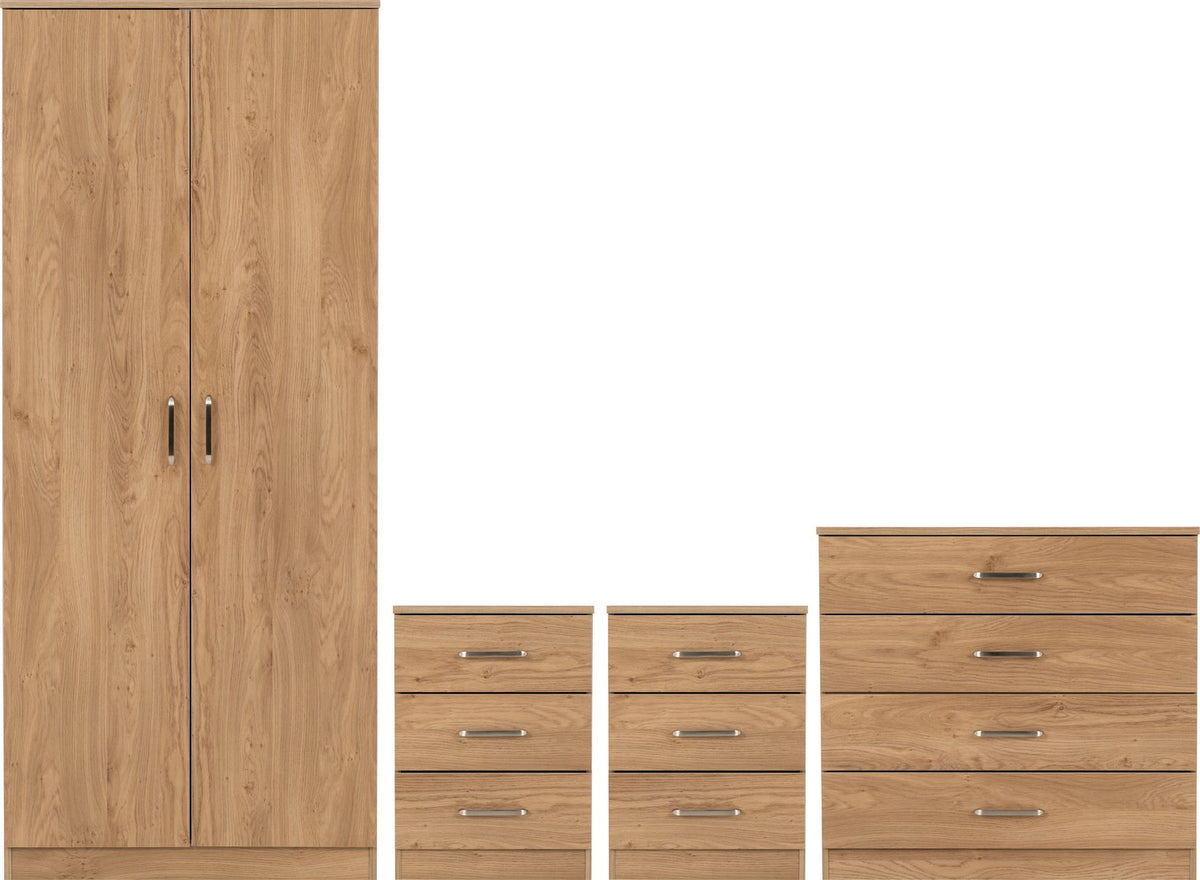 Dakota 2 Door Wardrobe Bedroom Set - Oak Effect