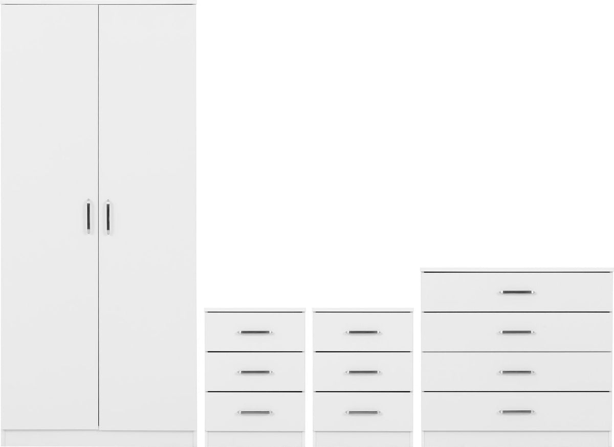 Dakota 2 Door Wardrobe Bedroom Set - White