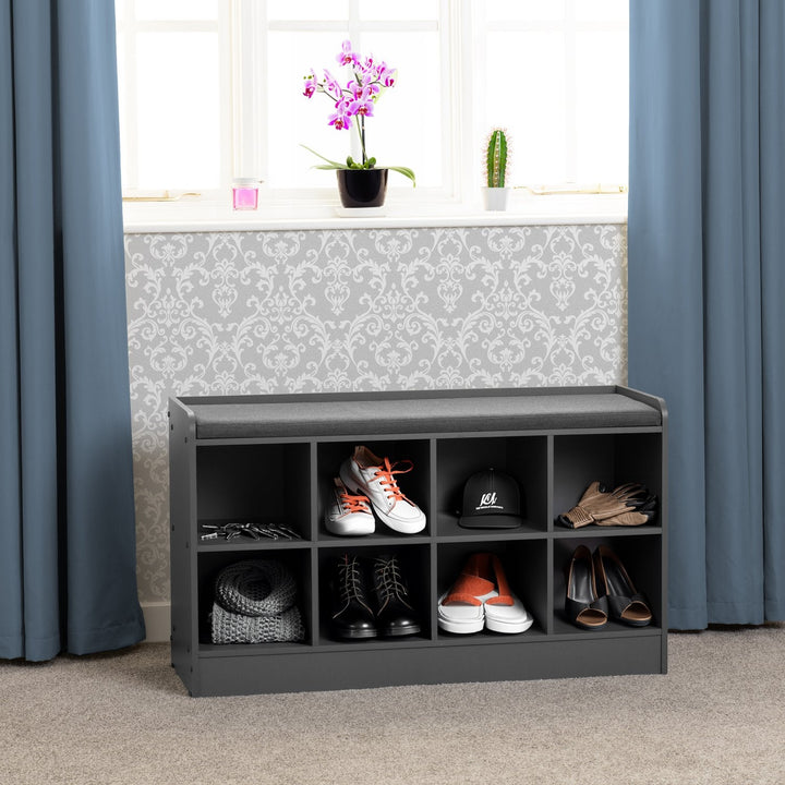 Portland Shoe Bench - Grey/Steel Fabric