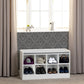 Portland Shoe Bench - White/Steel Fabric