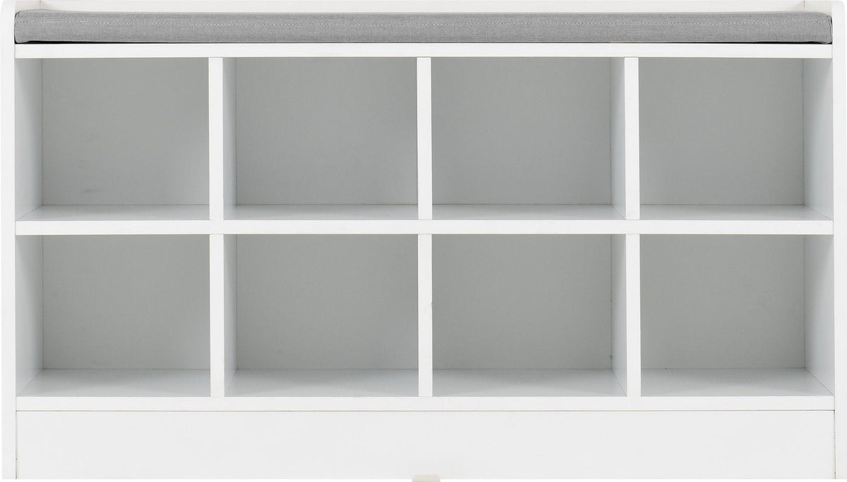 Portland Shoe Bench - White/Steel Fabric