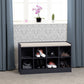 Portland Shoe Bench - Navy Blue/Cream Fabric