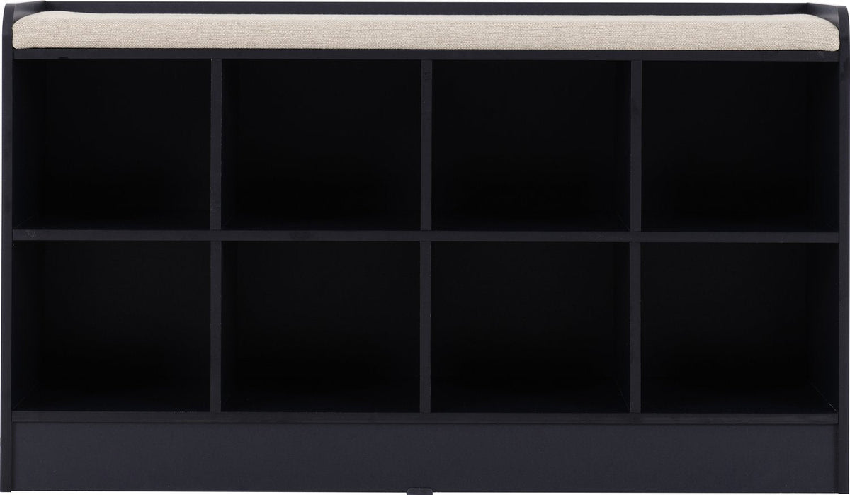 Portland Shoe Bench - Navy Blue/Cream Fabric