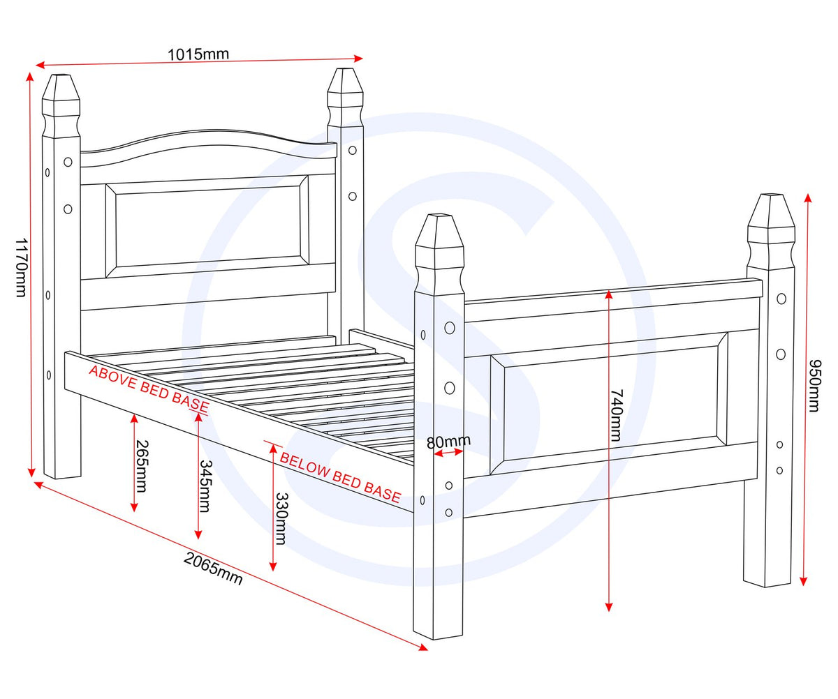 Corona 3' Bed High Foot End - Distressed Waxed Pine