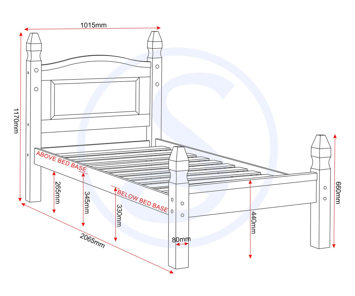Corona 3' Bed Low Foot End - Distressed Waxed Pine