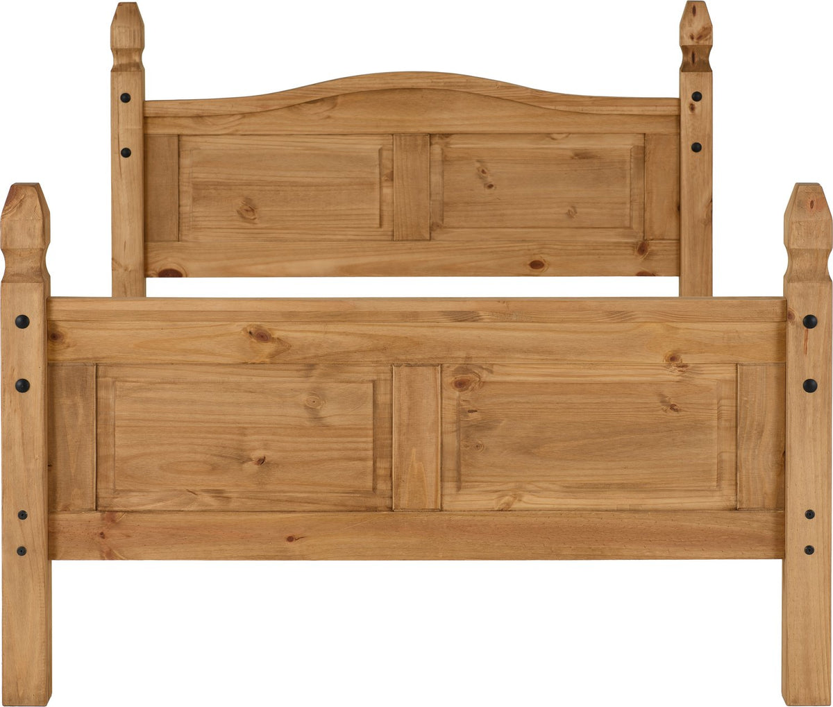 Corona 4'6" Bed High Foot End - Distressed Waxed Pine