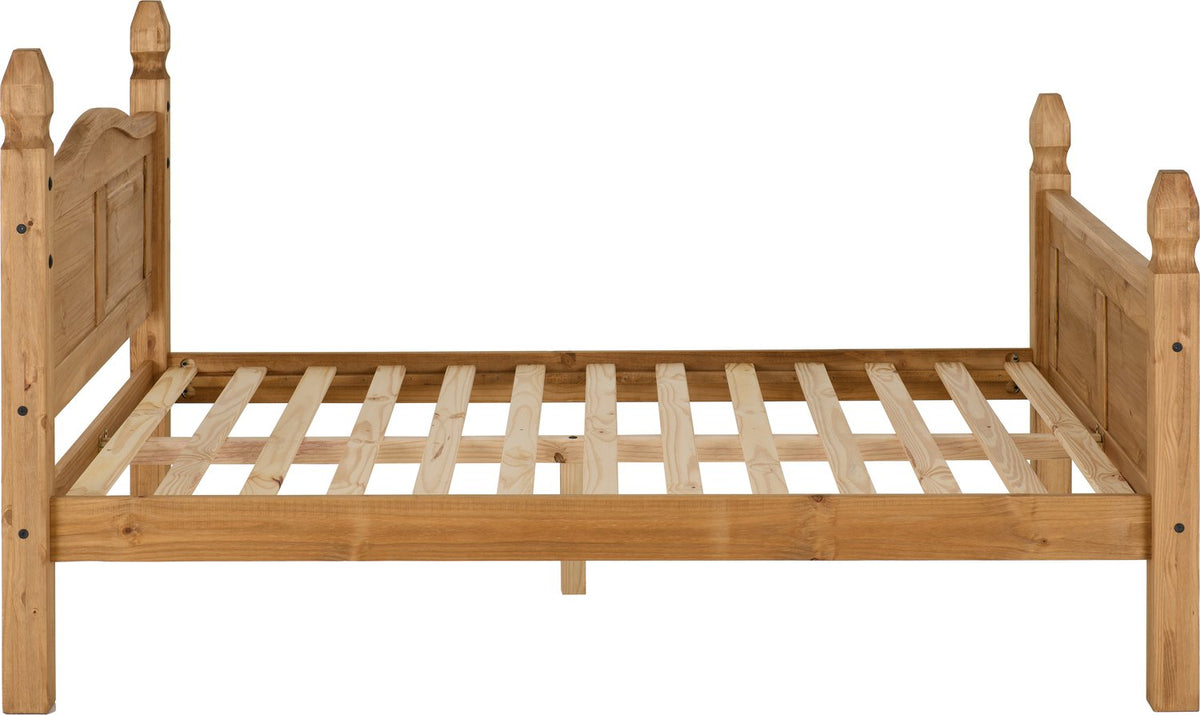 Corona 4'6" Bed High Foot End - Distressed Waxed Pine