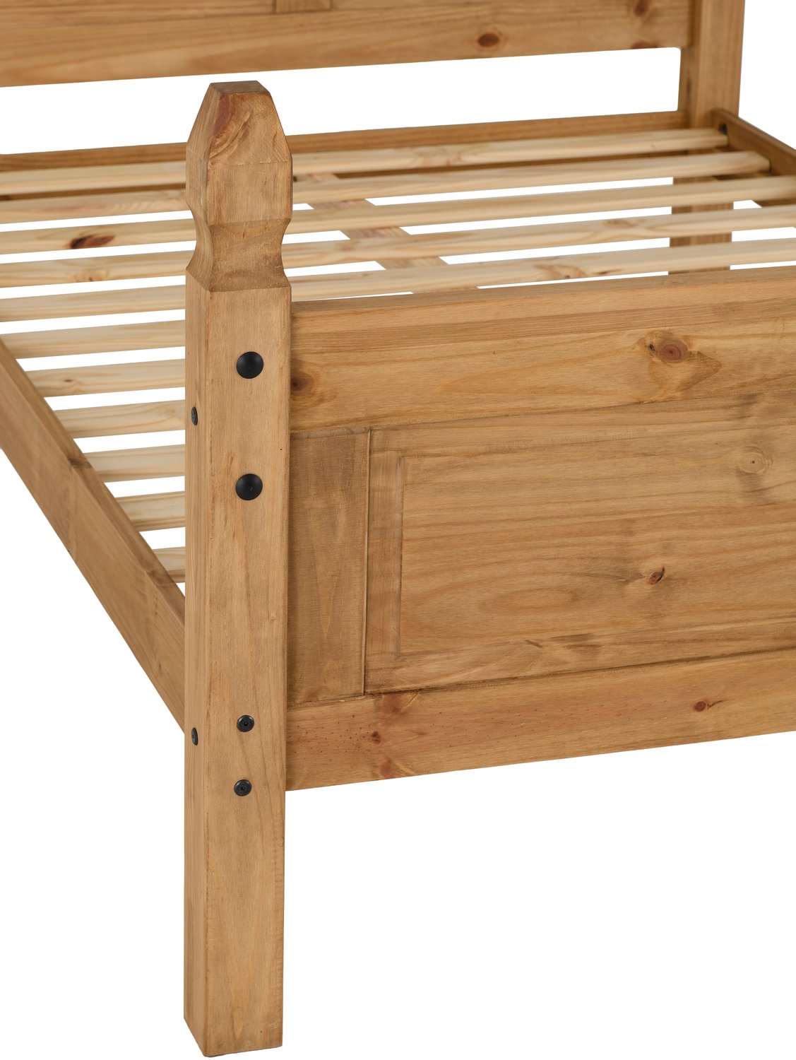 Corona 4'6" Bed High Foot End - Distressed Waxed Pine