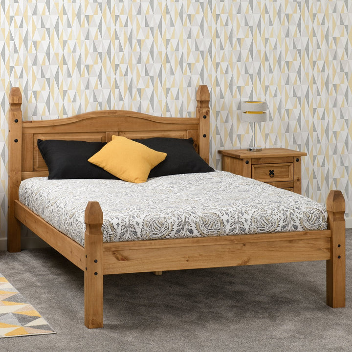 Corona 4'6" Bed Low Foot End - Distressed Waxed Pine