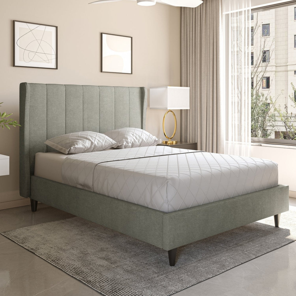 Amelia 4'6" Bed - Dark Grey Fabric