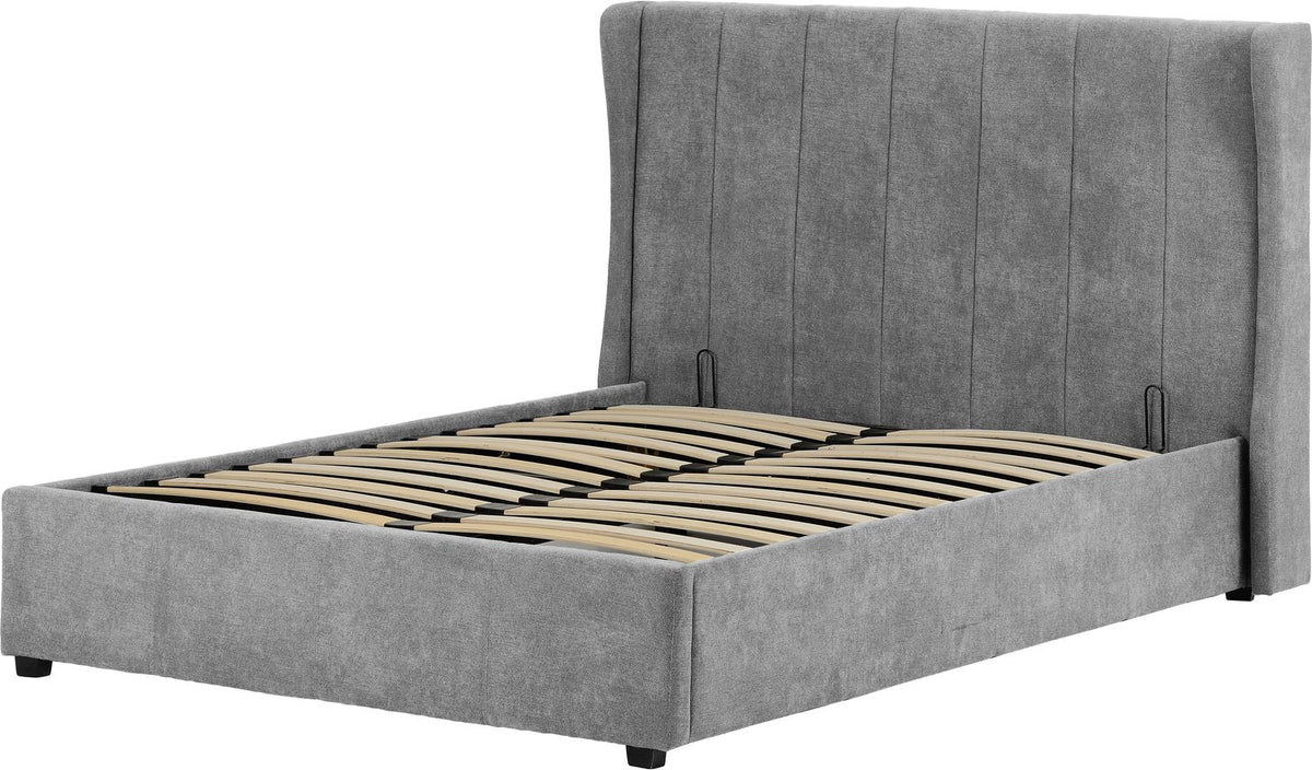 Amelia Plus 4'6" Storage Bed - Dark Grey Fabric