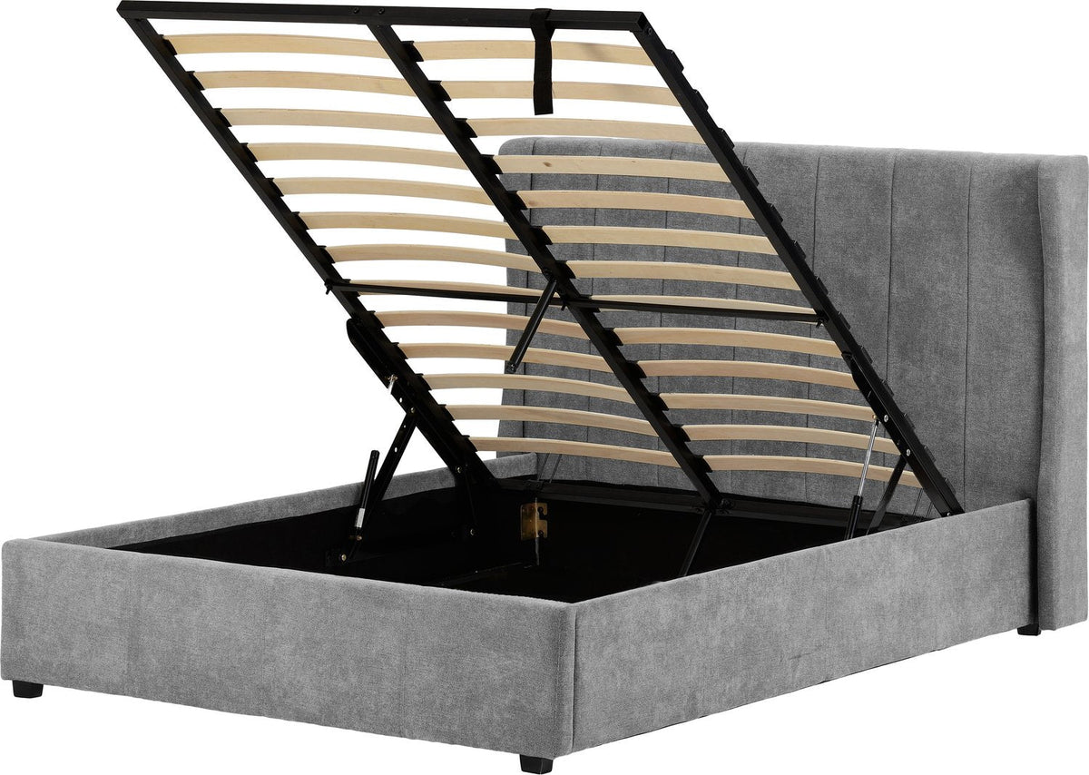 Amelia Plus 4'6" Storage Bed - Dark Grey Fabric