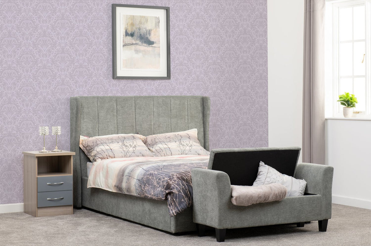 Amelia Plus 4'6" Storage Bed - Dark Grey Fabric