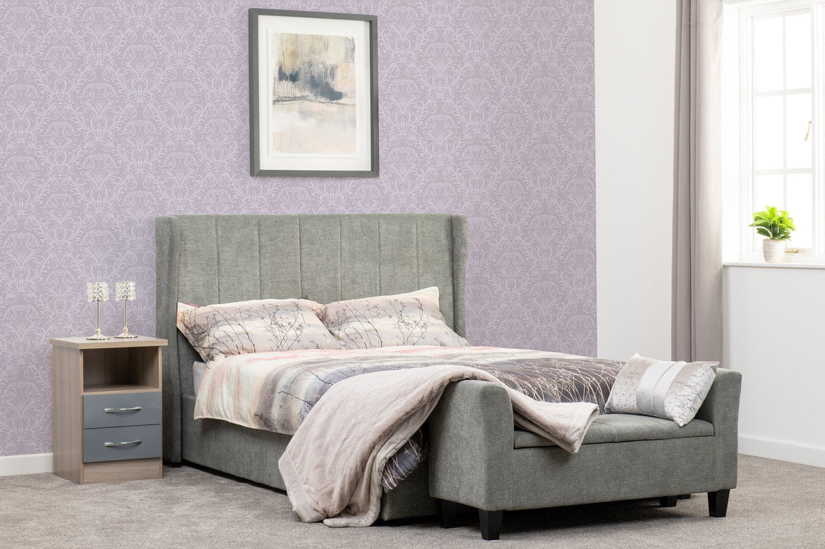 Amelia Plus 4'6" Storage Bed - Dark Grey Fabric