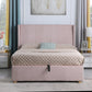 Amelia Plus 4'6" Storage Bed - Pink Velvet Fabric