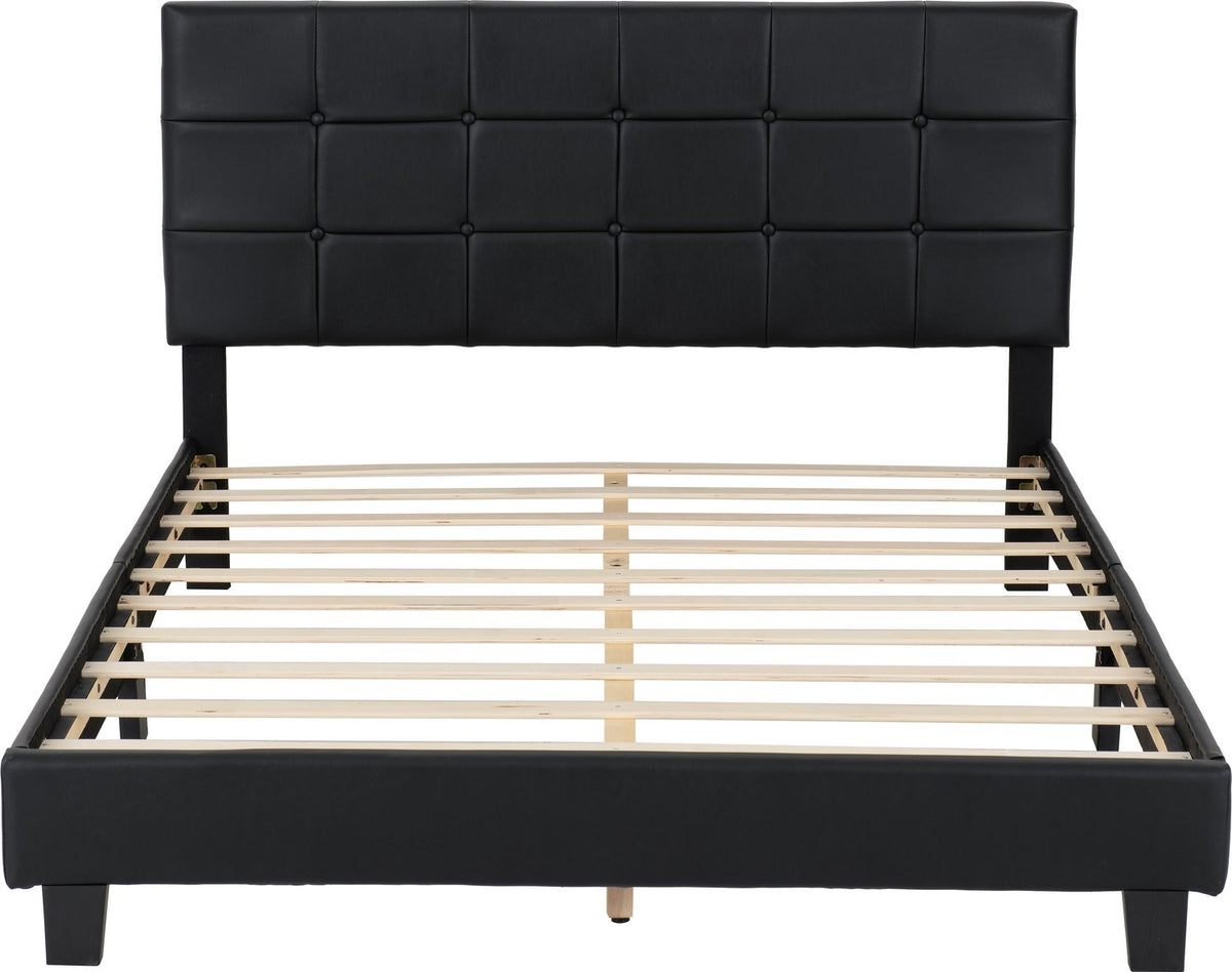 Arran 4'6" Bed - Black Faux Leather