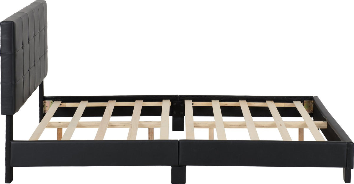 Arran 4'6" Bed - Black Faux Leather