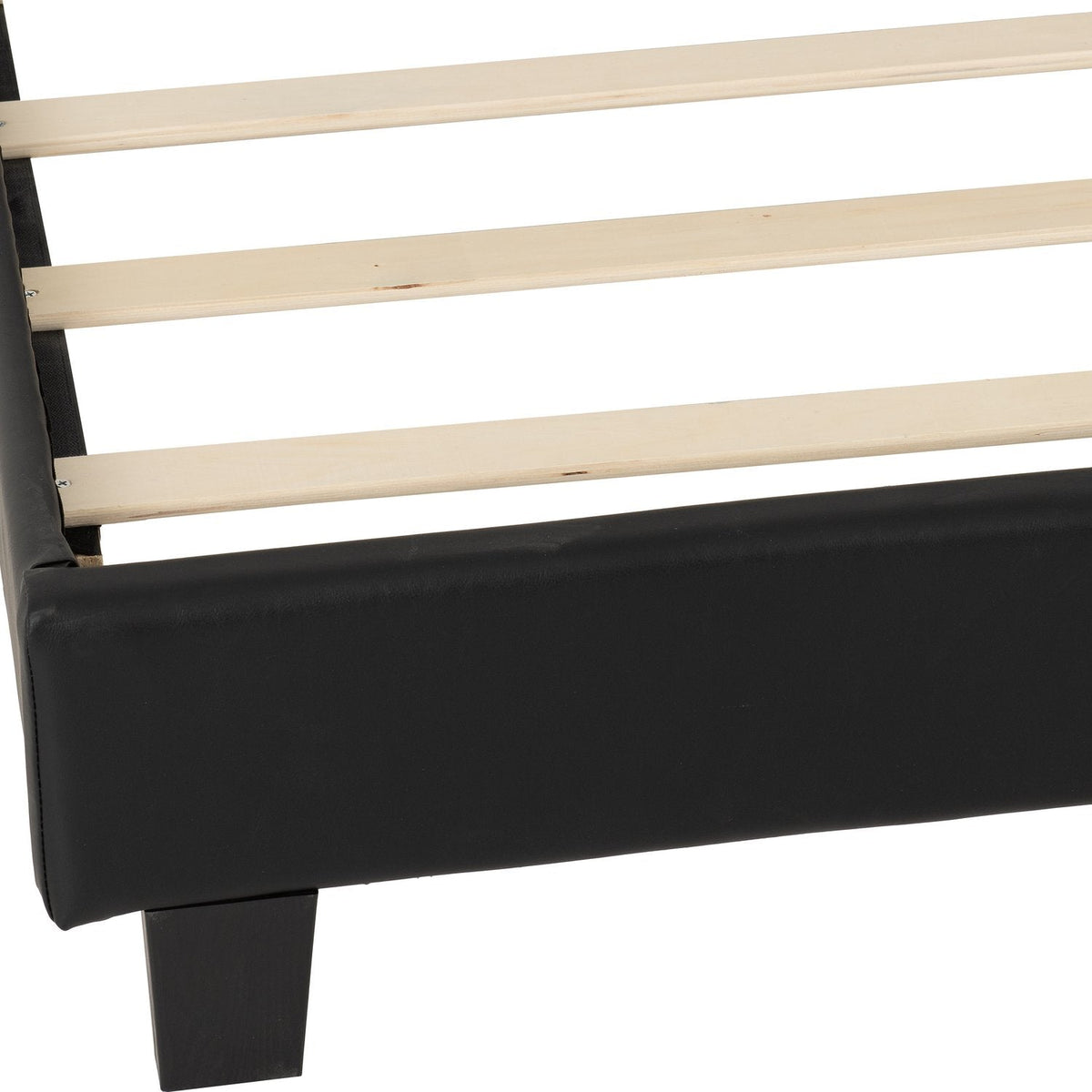 Arran 4'6" Bed - Black Faux Leather