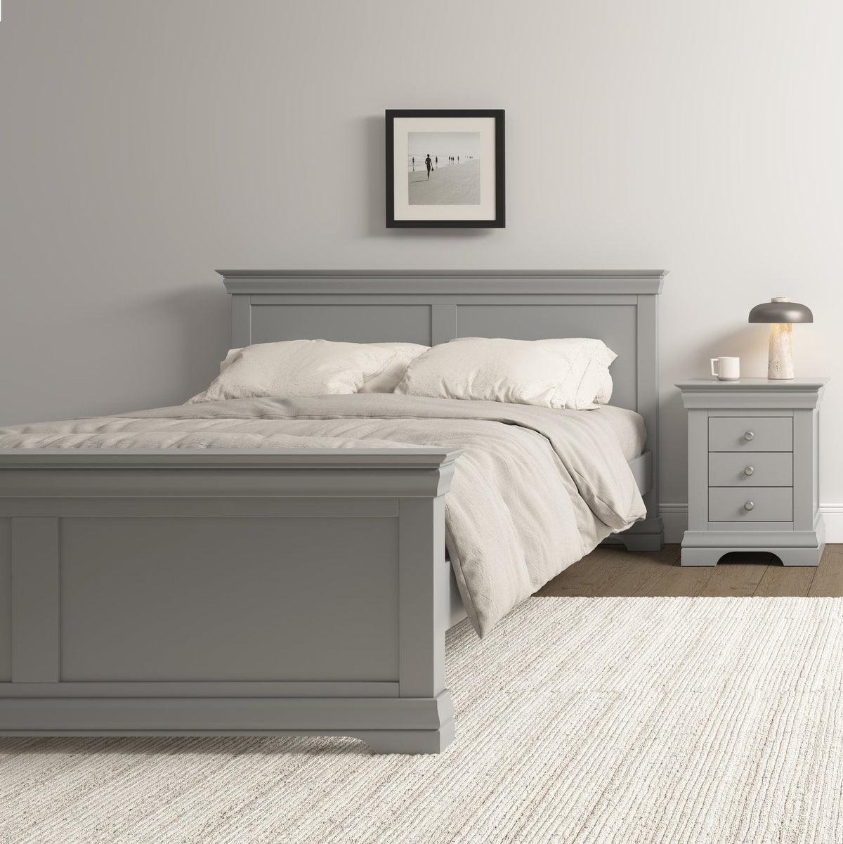 Bordeaux 4'6" Bed High Foot End - Pebble Grey