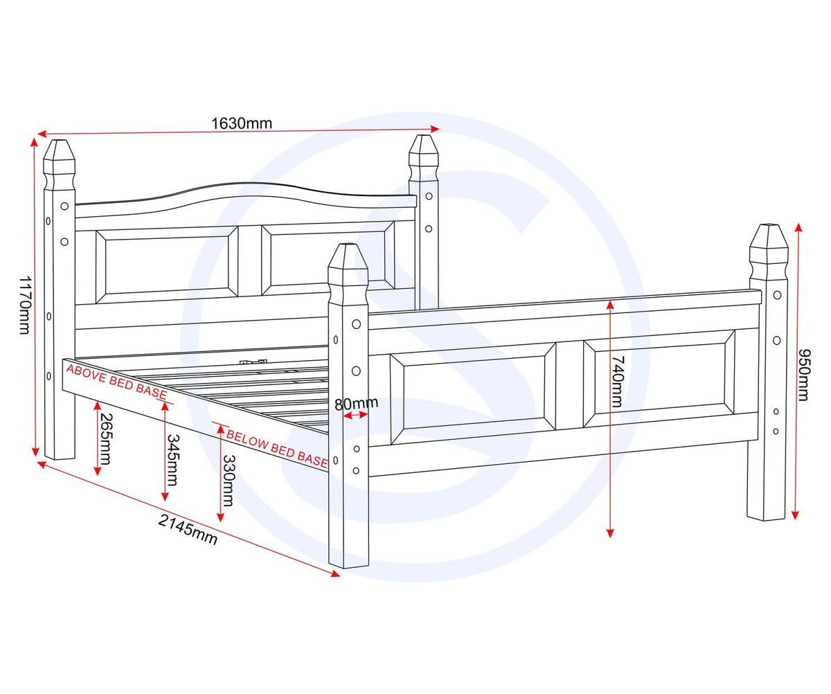 Corona 5' Bed High Foot End - Distressed Waxed Pine
