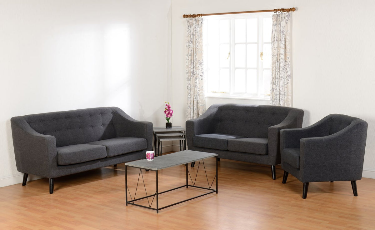 Ashley 1 Seater Sofa - Dark Grey Fabric