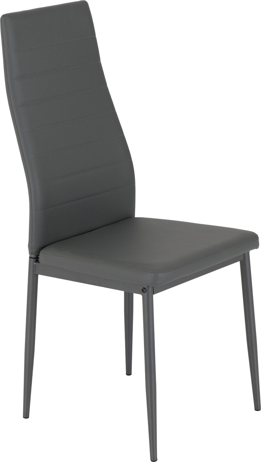 Abbey Dining Set - Clear Glass/Grey/Grey Faux Leather