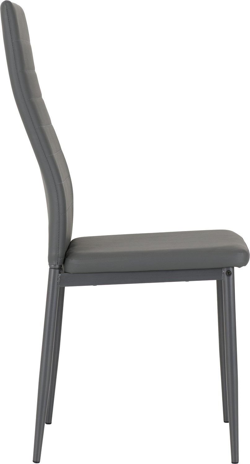 Abbey Dining Set - Clear Glass/Grey/Grey Faux Leather