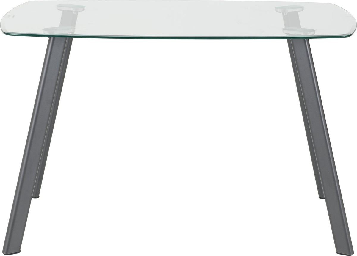 Abbey Dining Set - Clear Glass/Grey/Grey Faux Leather