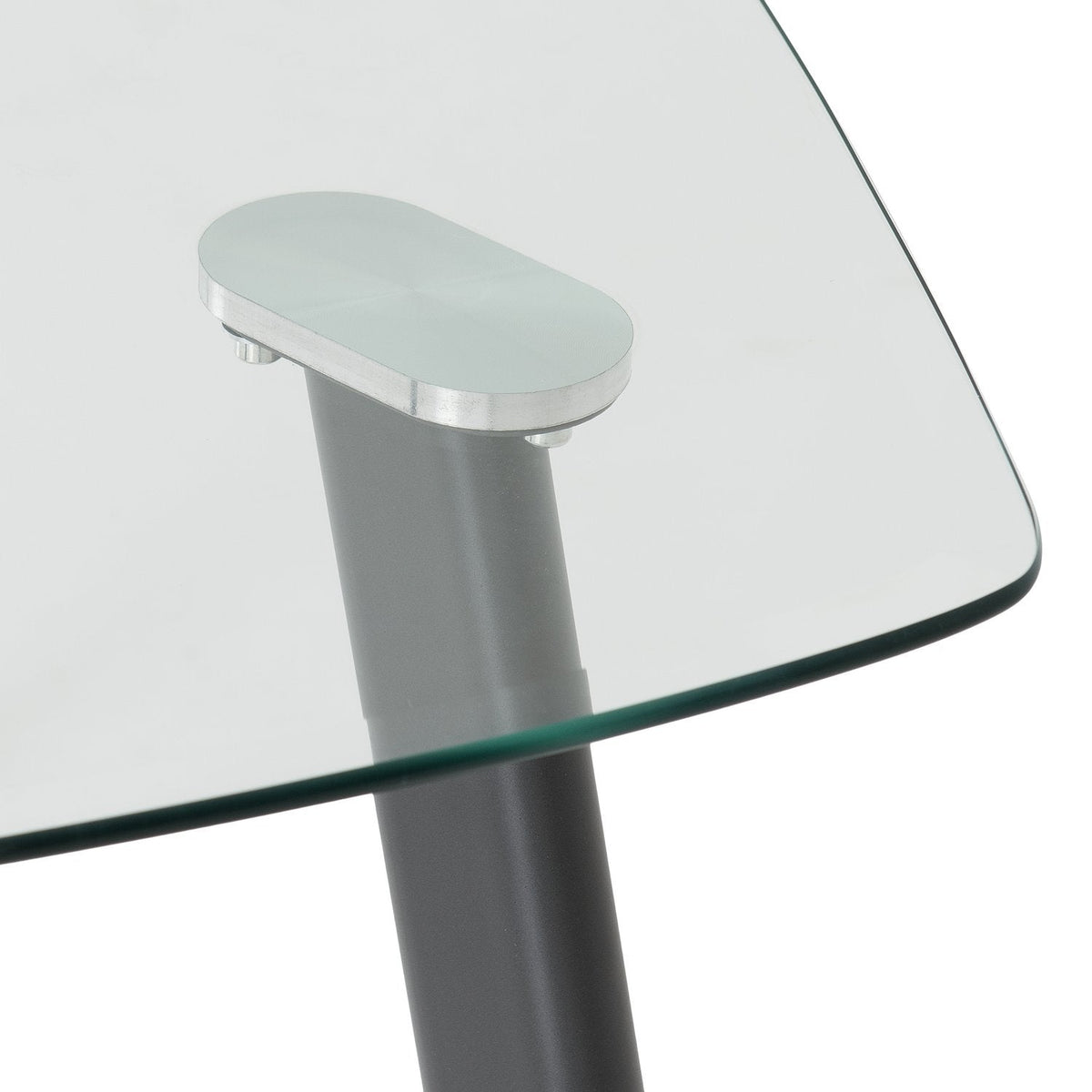 Abbey Dining Set - Clear Glass/Grey/Grey Faux Leather