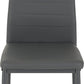 Abbey Dining Set - Clear Glass/Grey/Grey Faux Leather