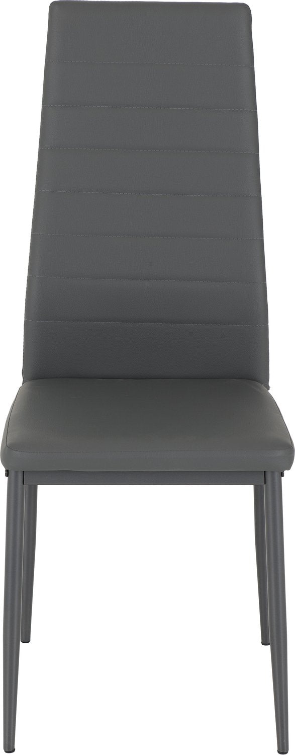 Abbey Dining Set - Clear Glass/Grey/Grey Faux Leather