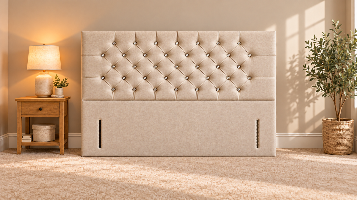 Floor standing headboard 137cm height chesterfield diamante