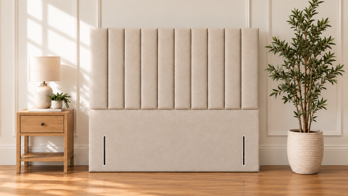 Floor standing headboard 137cm height lined