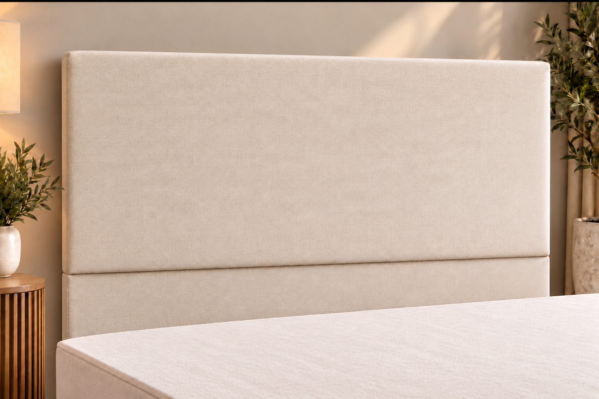 Premium divan base with 137cm floor standing plain headboard