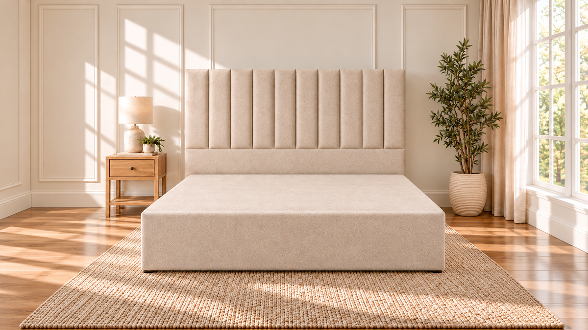 Floor standing headboard 137cm height lined