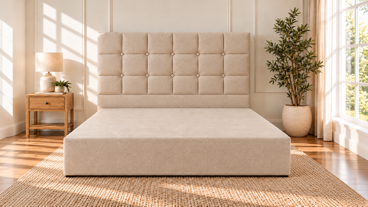 Floor standing headboard 137cm height square button