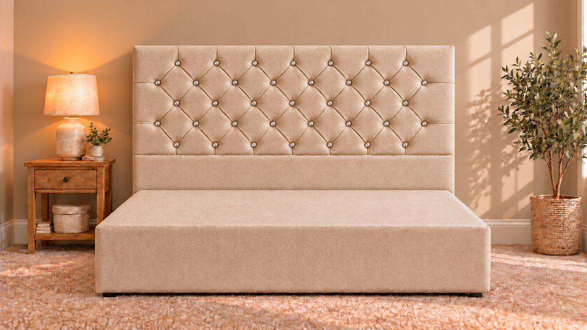 Floor standing headboard 137cm height chesterfield diamante