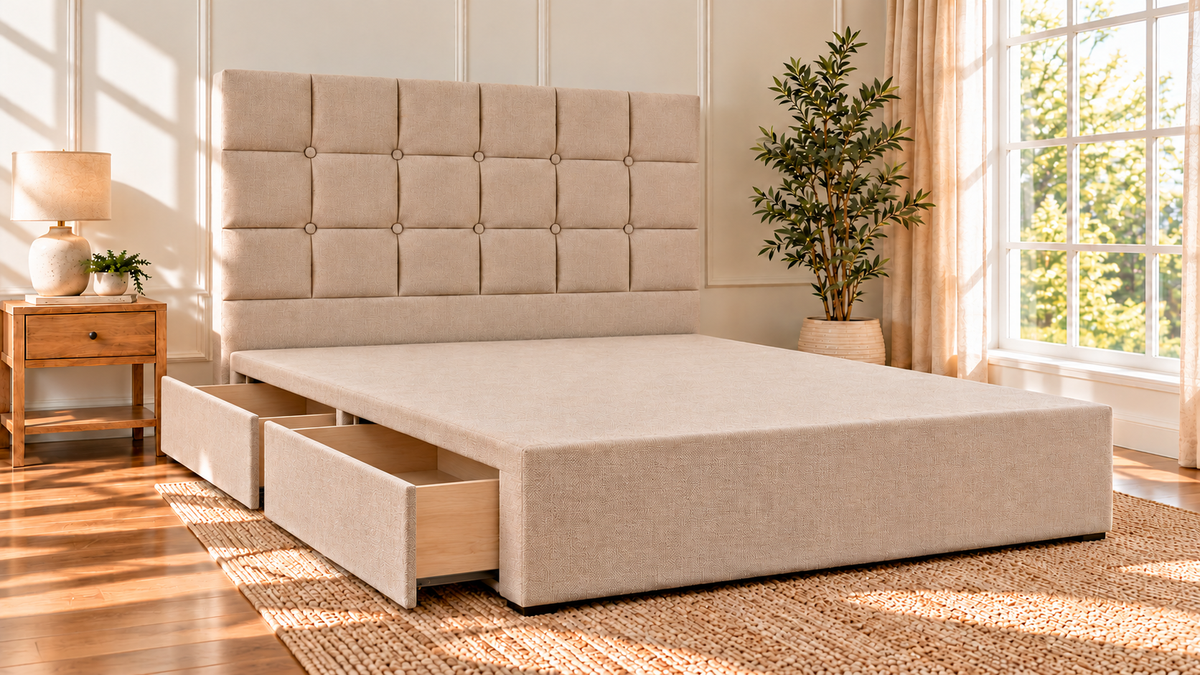 Floor standing headboard 137cm height square button