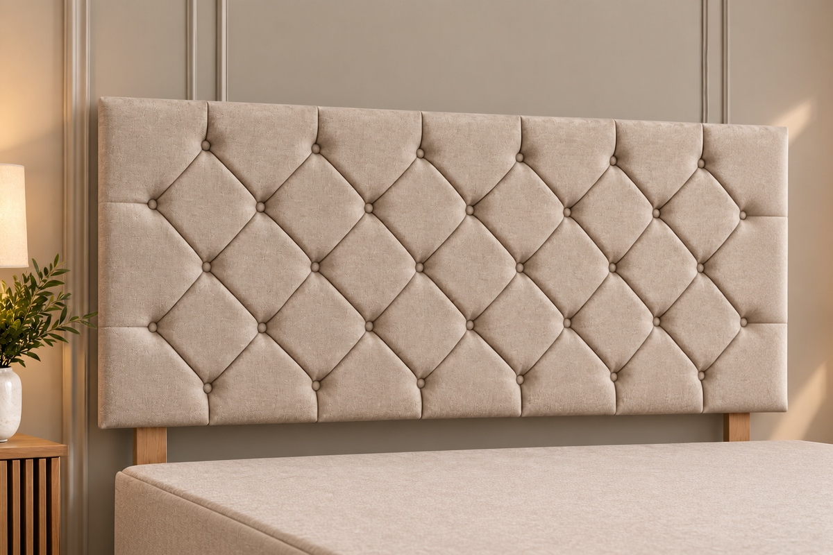 Premium divan base with 66cm chesterfield headboard